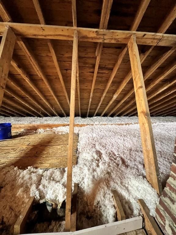 view of unfinished attic