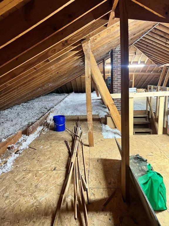 view of unfinished attic