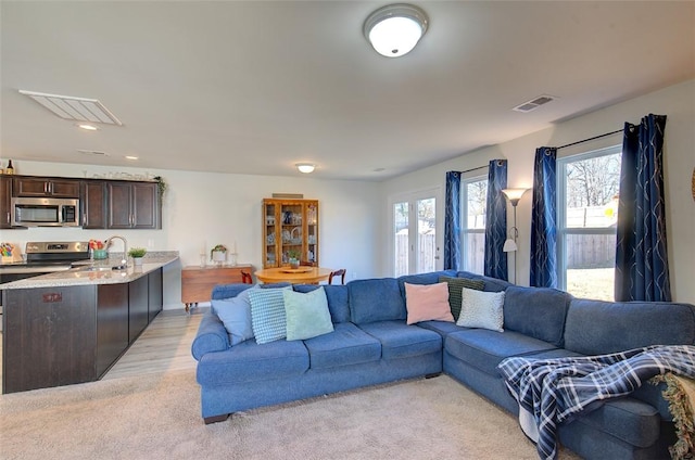 living room with sink