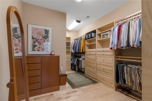 spacious closet featuring light wood-type flooring