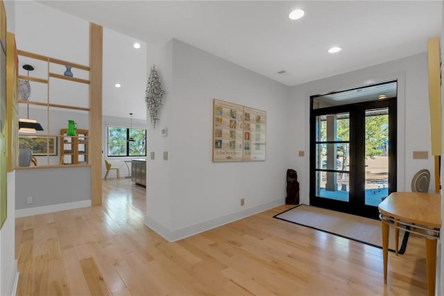 entryway with light wood-type flooring