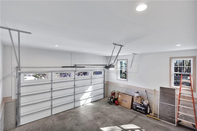 garage with a garage door opener