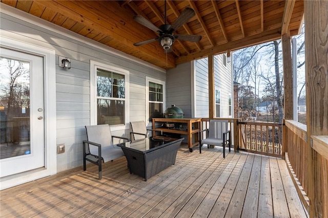 deck featuring ceiling fan