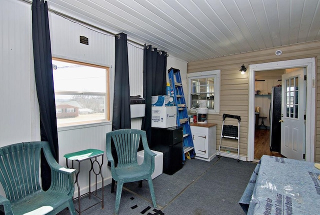 sunroom / solarium with wood ceiling