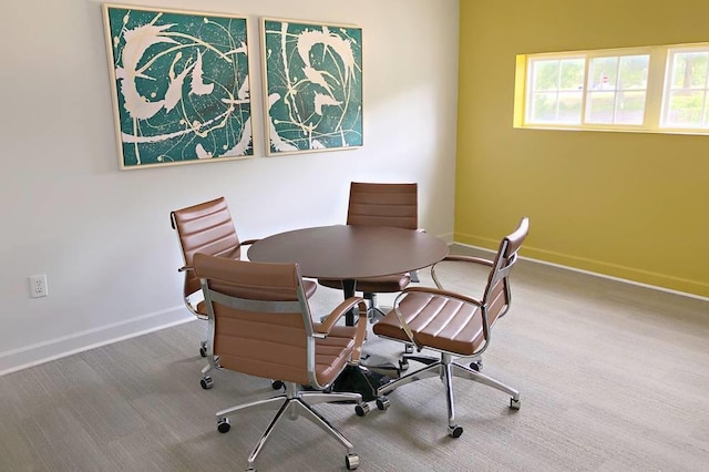 view of carpeted home office