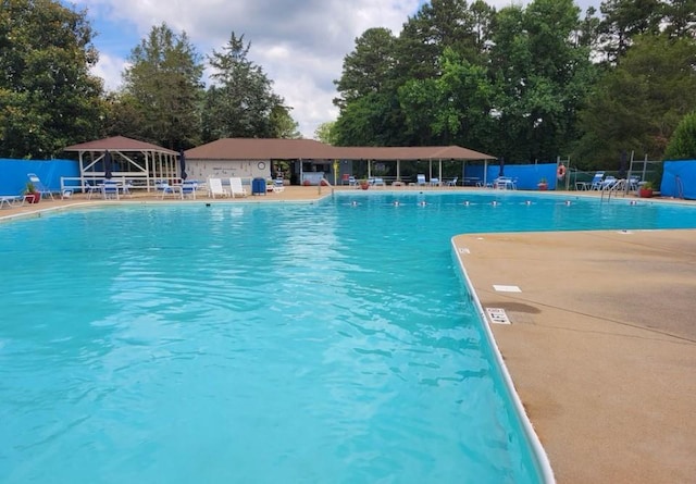 view of pool with a gazebo