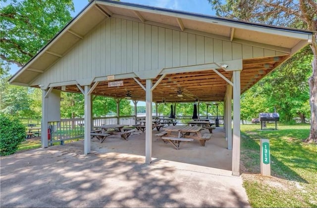 view of property's community with a gazebo and a patio area