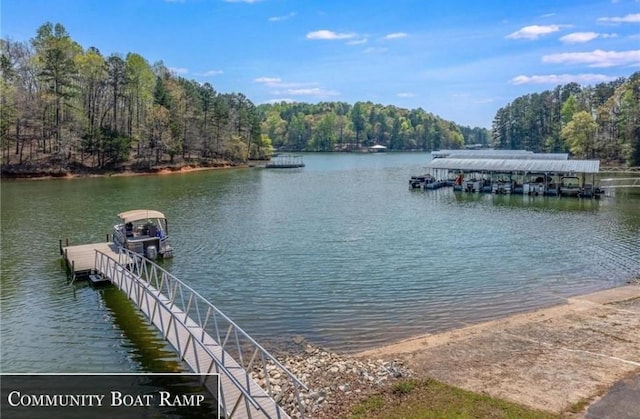 view of dock featuring a water view