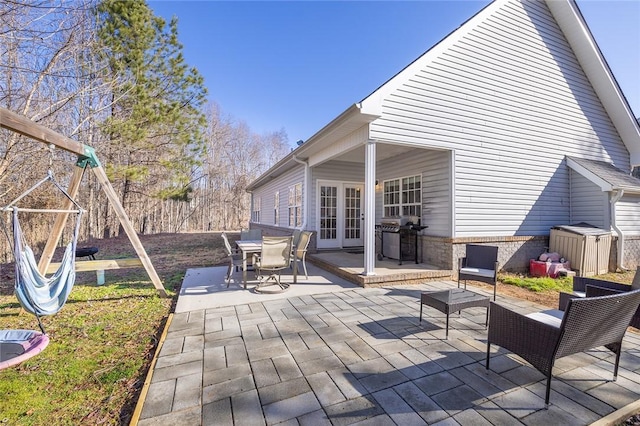 view of patio / terrace featuring a playground