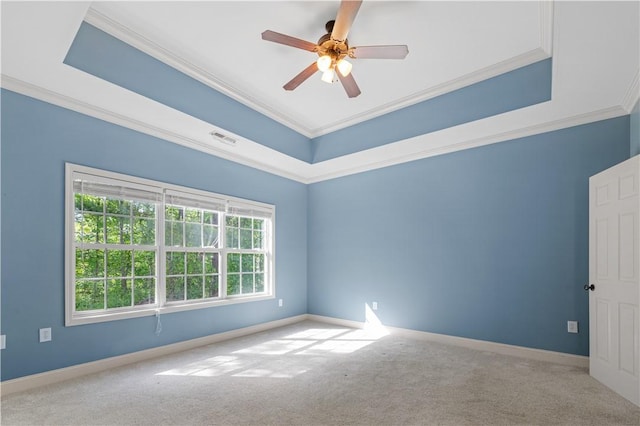 115 Cove View Ct, Seneca, SC 29678 - carpeted empty room with crown molding, baseboards, ceiling fan, and visible vents