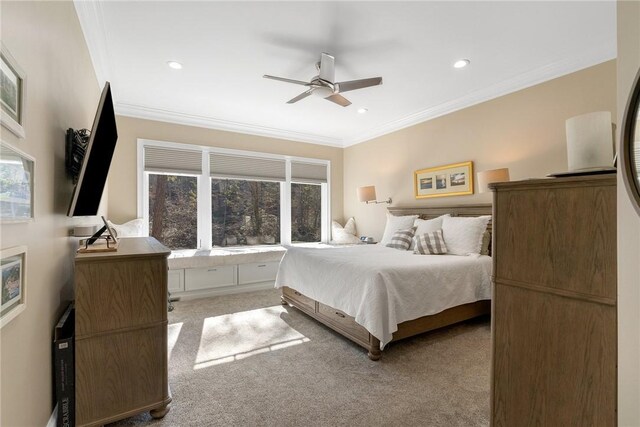 800 Mirror Lake Ct, Salem, SC 29676 - bedroom with ceiling fan, light colored carpet, and ornamental molding