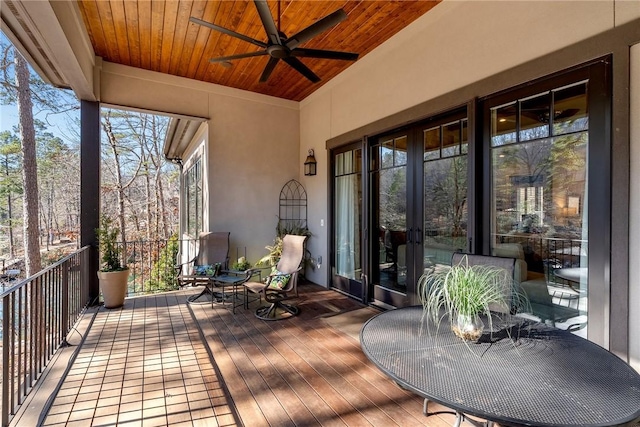 800 Mirror Lake Ct, Salem, SC 29676 - wooden deck featuring a ceiling fan and french doors