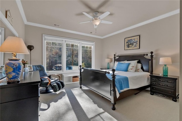 800 Mirror Lake Ct, Salem, SC 29676 - carpeted bedroom featuring crown molding and ceiling fan