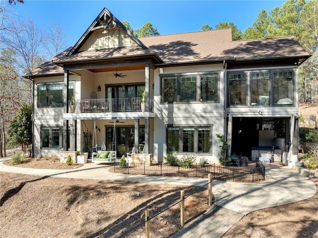 800 Mirror Lake Ct, Salem, SC 29676 - rear view of property featuring ceiling fan, a patio, and a balcony