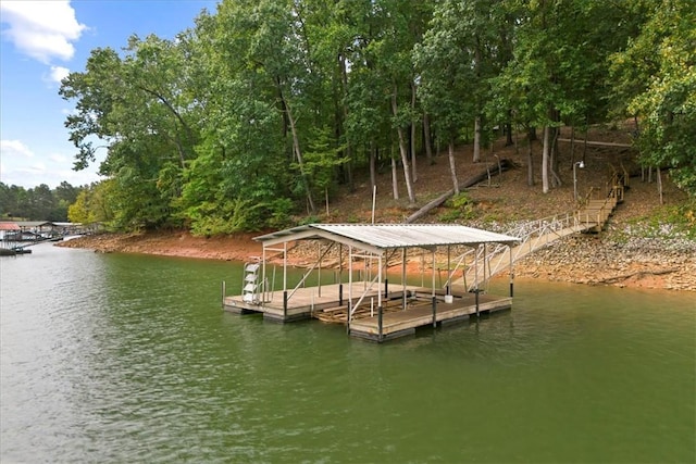 dock area featuring a water view