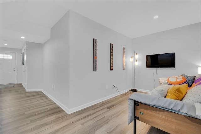 living room featuring light wood-type flooring