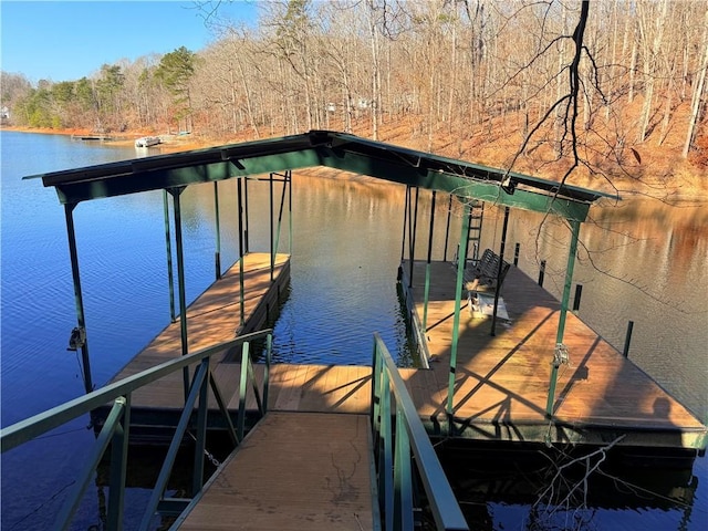 view of dock featuring a water view