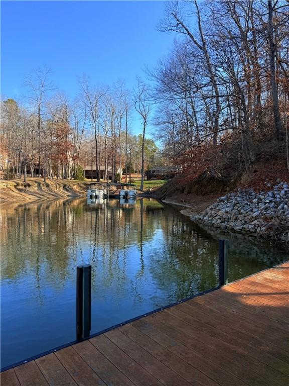 view of dock featuring a water view