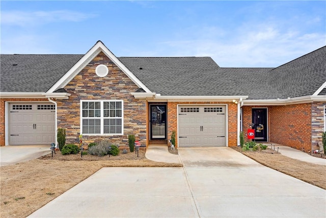 single story home with a garage