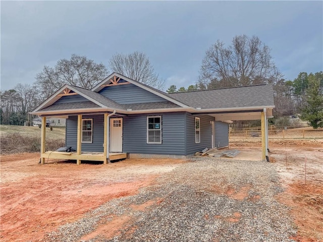 view of front of home featuring covered porch