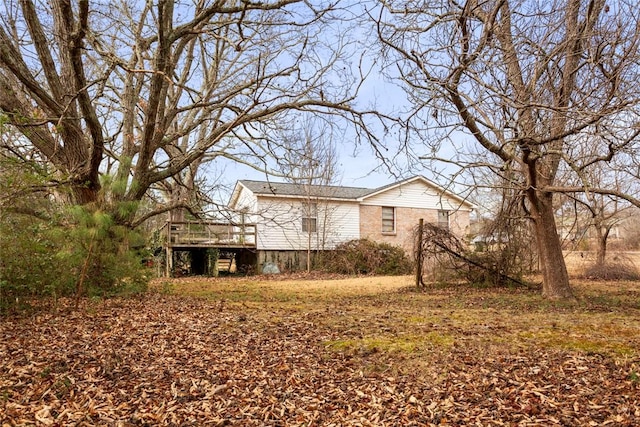 view of yard with a deck