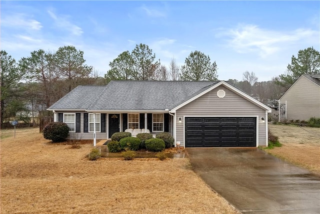 single story home with a garage