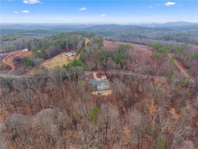 birds eye view of property featuring a mountain view