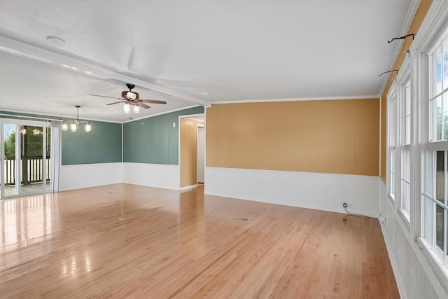 3301 Jones Chapel Rd, Honea Path, SC 29654 - unfurnished room with light hardwood / wood-style flooring, ornamental molding, and ceiling fan