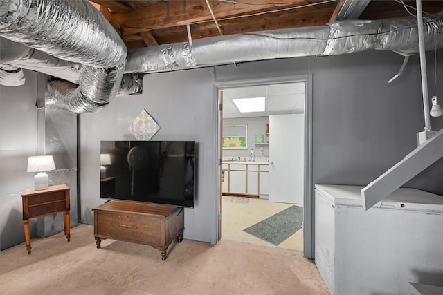 living room with concrete flooring