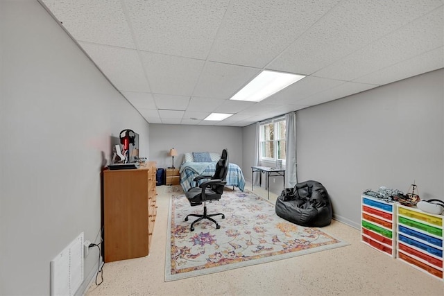 office space featuring a paneled ceiling