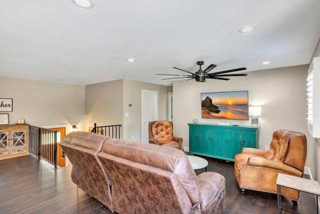 living room featuring dark hardwood / wood-style floors