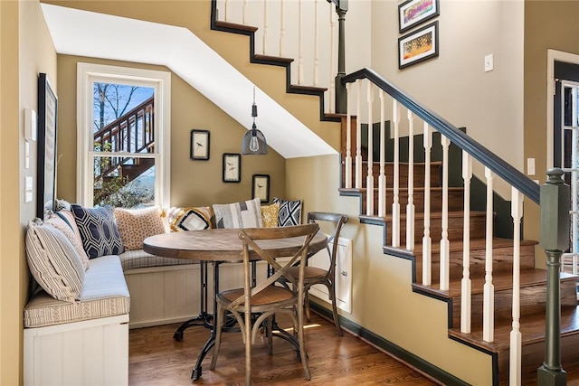 dining area featuring breakfast area and hardwood / wood-style floors