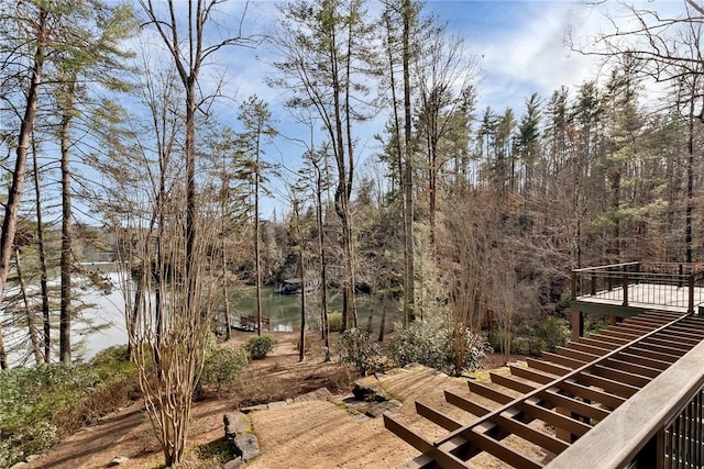 view of yard with a water view