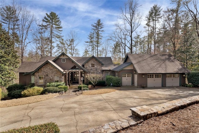 view of front of property with a garage