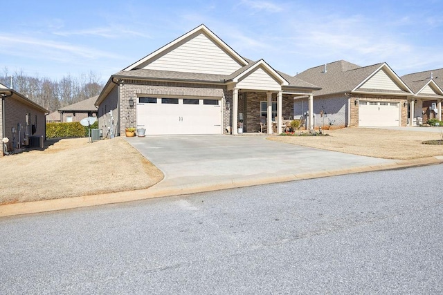 craftsman inspired home with central AC and a garage