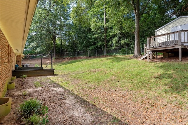 view of yard with a deck