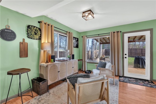 living area featuring light wood-style flooring