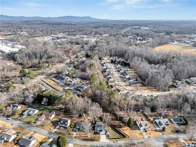 bird's eye view featuring a residential view and a mountain view