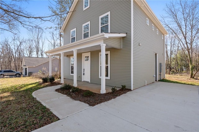 front facade with a porch