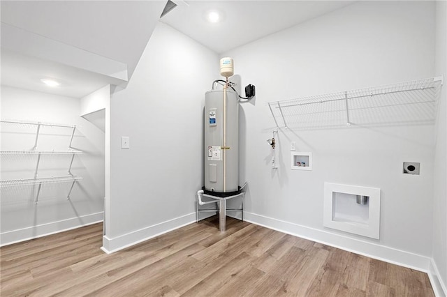 117 Norbert Ln, Anderson, SC 29624 - laundry area featuring light wood-type flooring, water heater, washer hookup, and electric dryer hookup