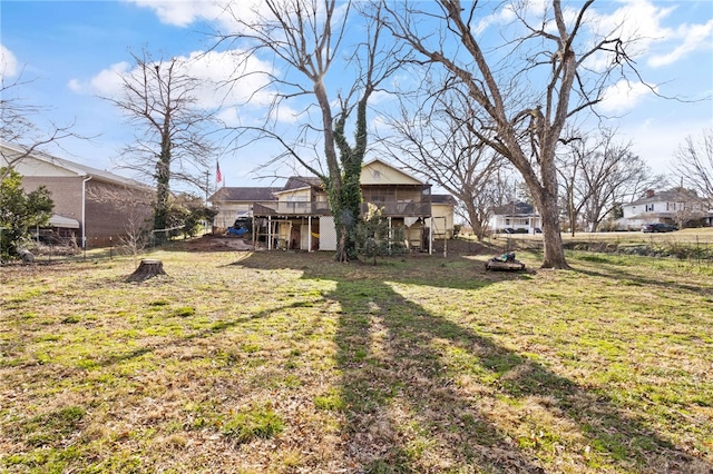 view of yard with a wooden deck