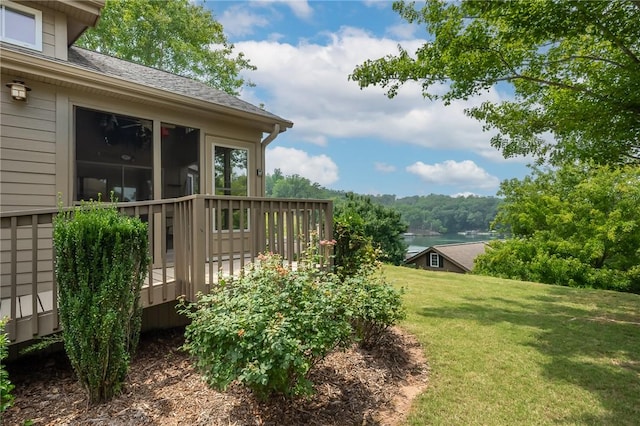 view of yard with a deck