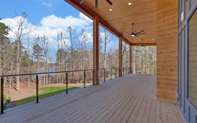 wooden terrace with ceiling fan