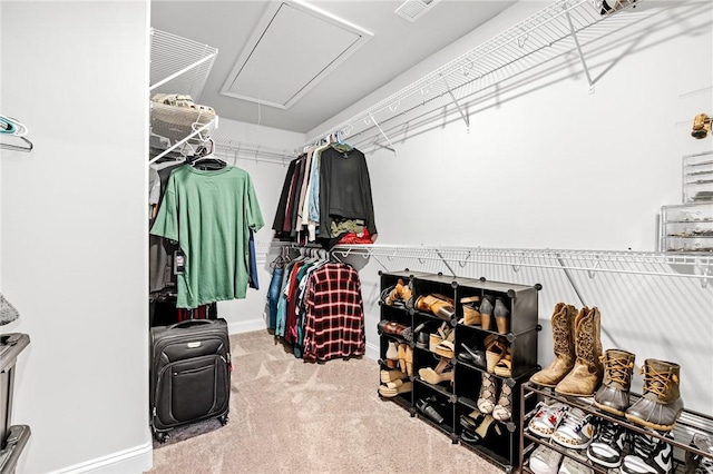 129 Rushing Creek Ln, Piedmont, SC 29673 - spacious closet featuring visible vents, carpet floors, and attic access