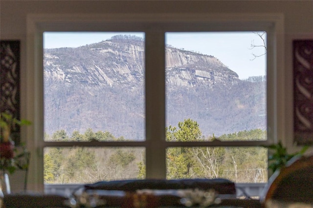 interior details featuring a mountain view