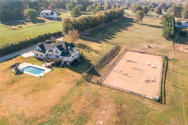 aerial view featuring a rural view