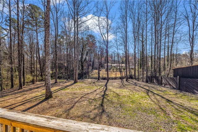 view of yard featuring fence