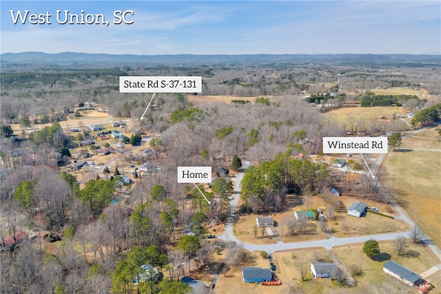 aerial view with a mountain view