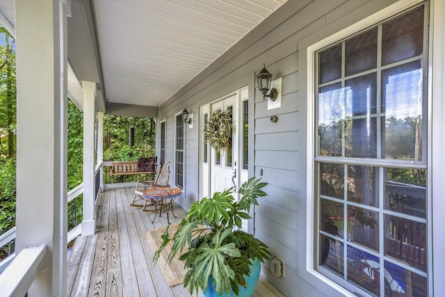 deck featuring a porch