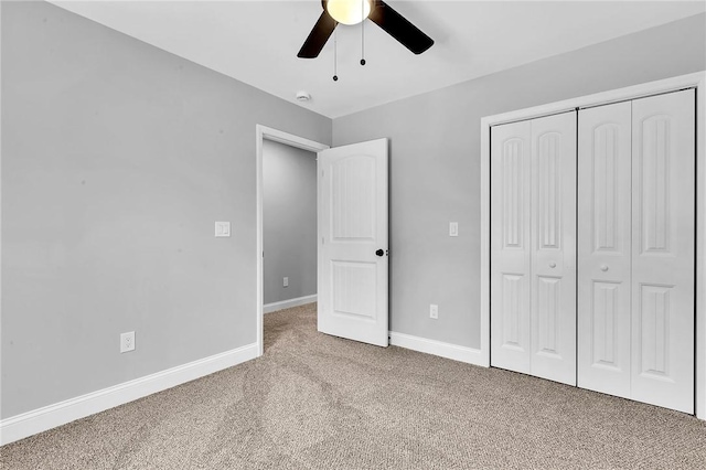 1507 Bennett Dr, Anderson, SC 29621 - unfurnished bedroom with carpet floors, baseboards, ceiling fan, and a closet